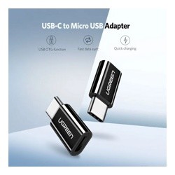 Переходник UGREEN US157-30391, Type C (M) to Micro USB (F), пластиковый, Black- фото4