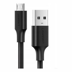 Кабель UGREEN US289-60137, USB-A 2.0 to Micro USB, 2A, силиконовый круглый, 1.5m, Black- фото2