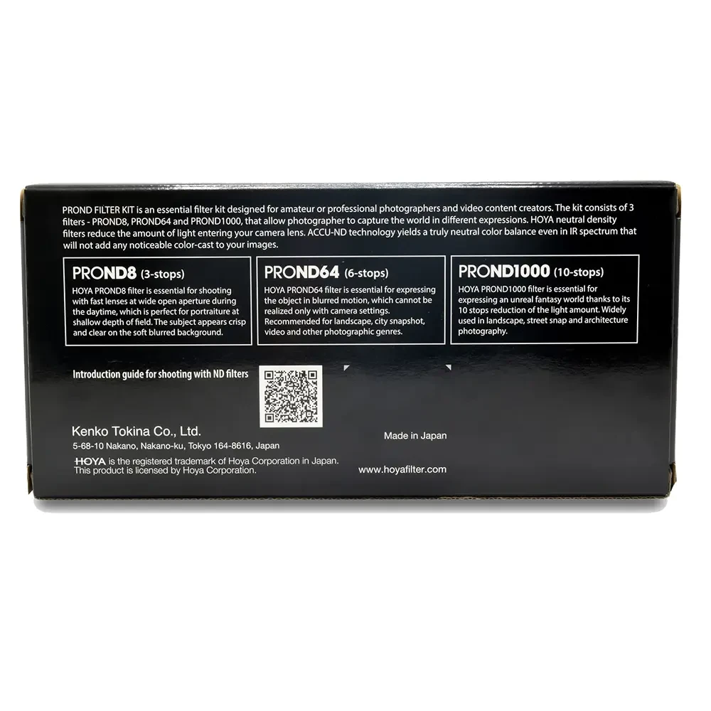 Светофильтр Hoya PRO ND FILTER KIT 58мм 8/64/1000 комплект из 3х фильтров фото-4