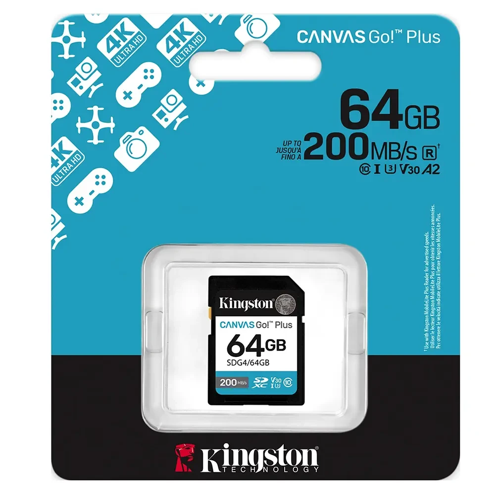 Карта памяти Kingston SDXC 64GB Canvas Go! Plus G4 Class 10 UHS-I U3 V30 (SDG4/64GB) фото-3