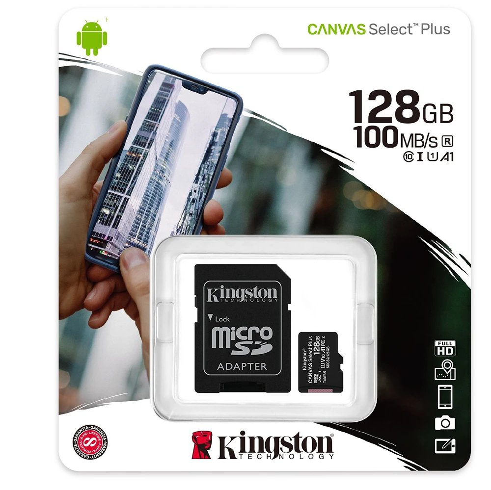 Карта памяти Kingston Canvas Select Plus microSDXC 128Gb (SDCS2/128GB) + SD адаптер фото-3
