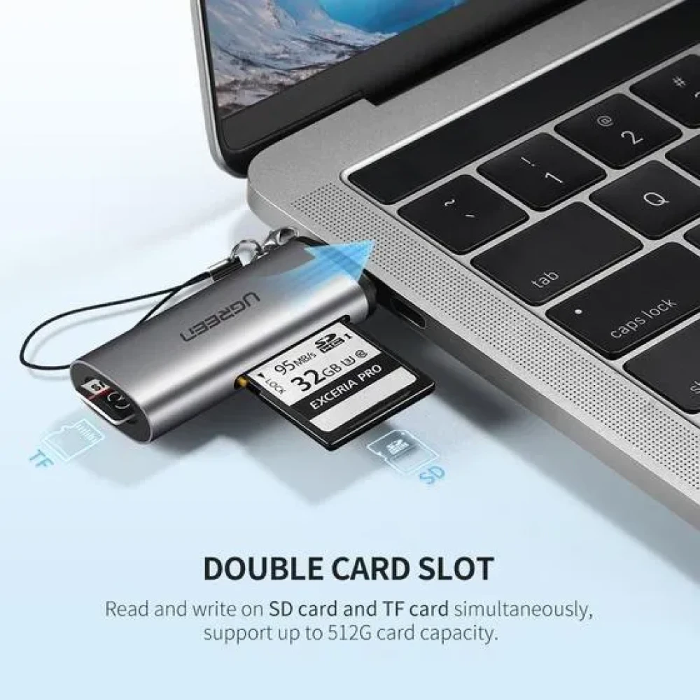 Картридер UGREEN CM184-50704; Type-C 3.1 to SD/Micro SD; алюминиевый корпус фото-6