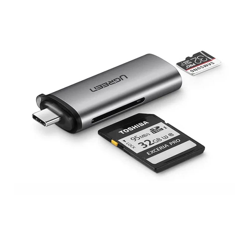 Картридер UGREEN CM184-50704; Type-C 3.1 to SD/Micro SD; алюминиевый корпус фото-3