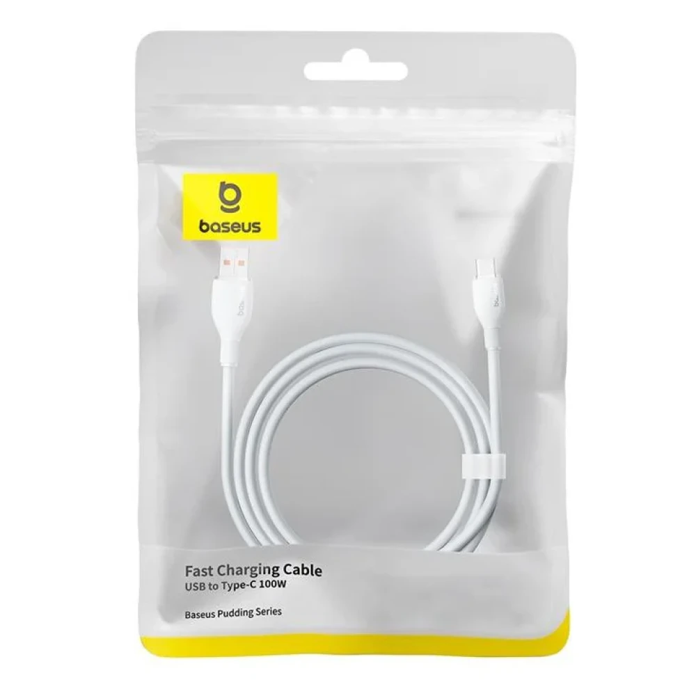 Кабель Baseus Pudding Series Fast Charging Cable USB Type-A to Type-C 100W 1.2m белый фото-9