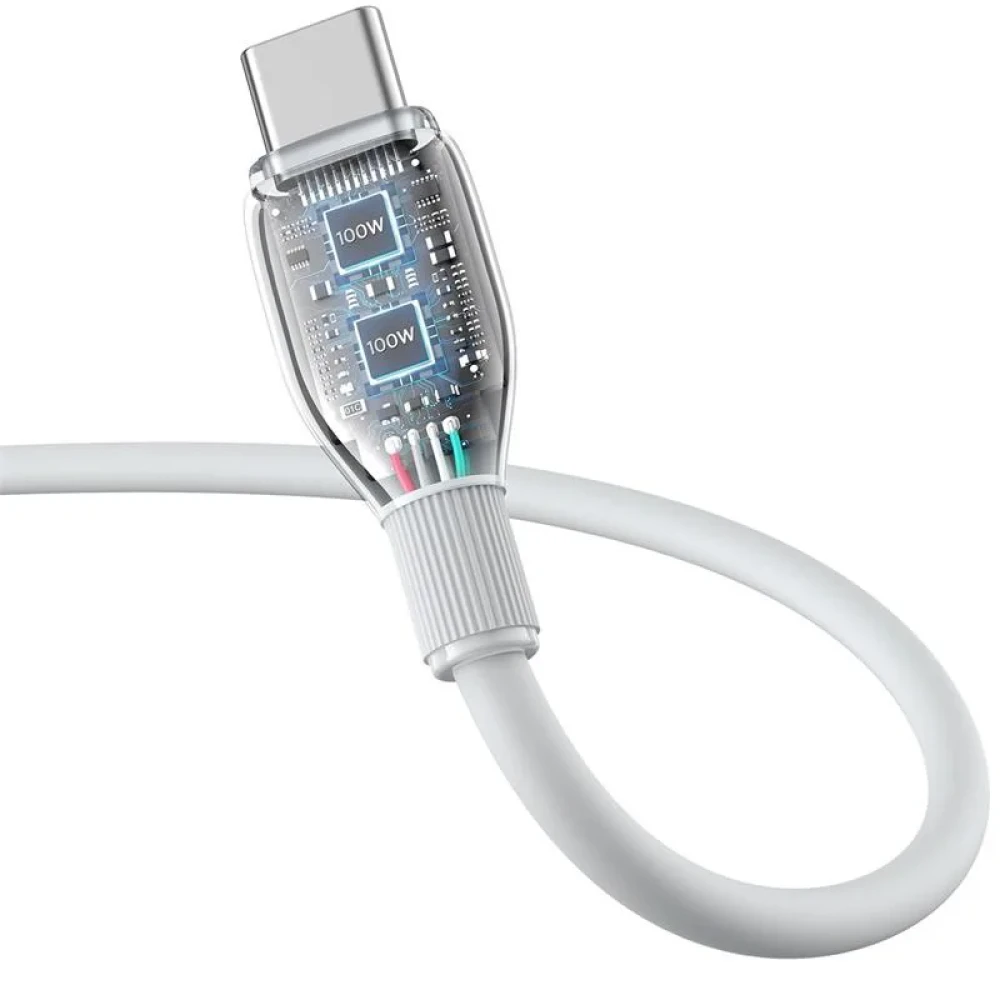 Кабель Baseus Pudding Series Fast Charging Cable USB Type-A to Type-C 100W 1.2m белый фото-3