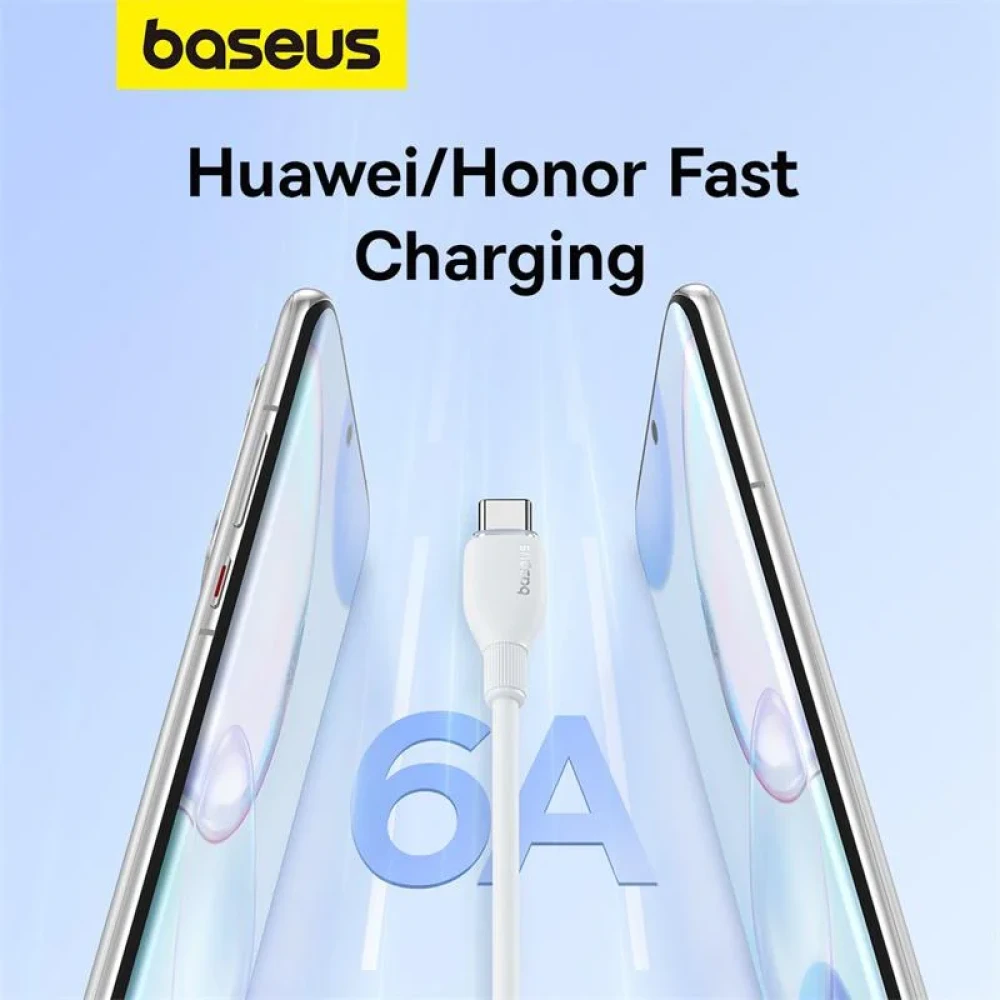 Кабель Baseus Pudding Series Fast Charging Cable USB Type-A to Type-C 100W 1.2m белый фото-6