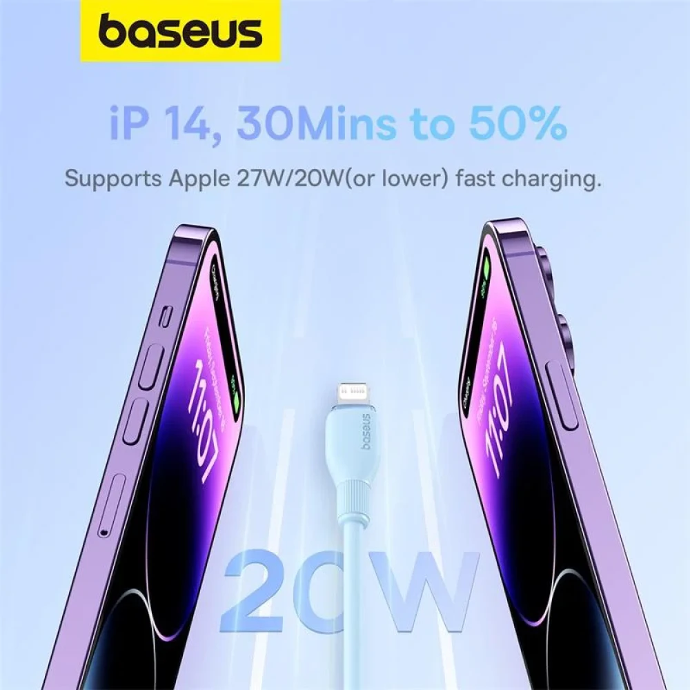Кабель Baseus Pudding Series USB Type-C - Lightning 20W (2 м, голубой)  фото-7