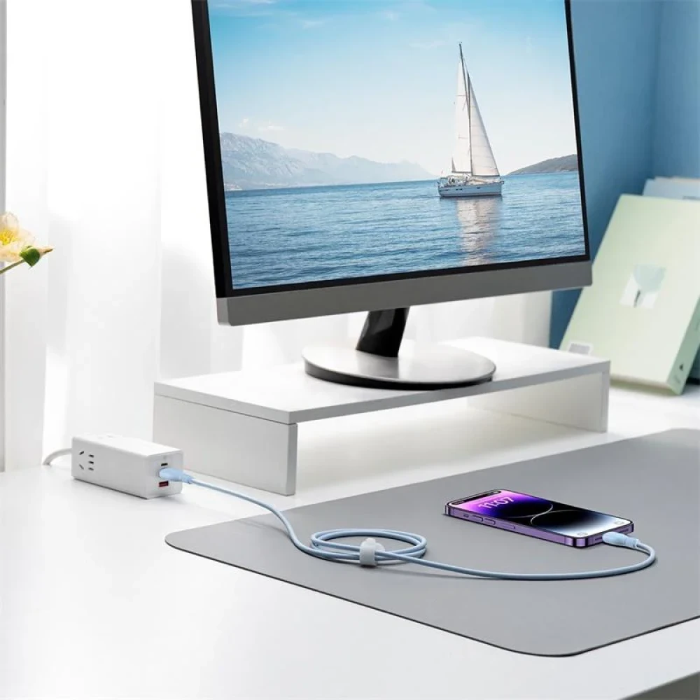 Кабель Baseus Pudding Series USB Type-C - Lightning 20W (2 м, голубой)  фото-8