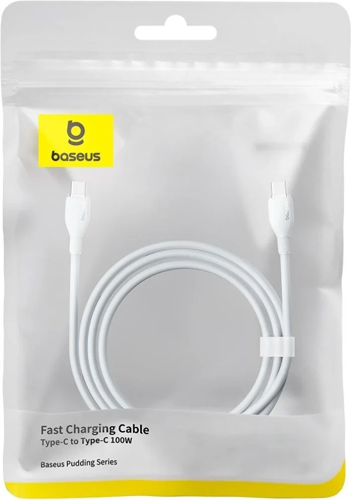 Кабель Baseus Pudding Series Fast Charging Cable 100W USB Type-C - USB Type-C (2 м, белый) фото-7
