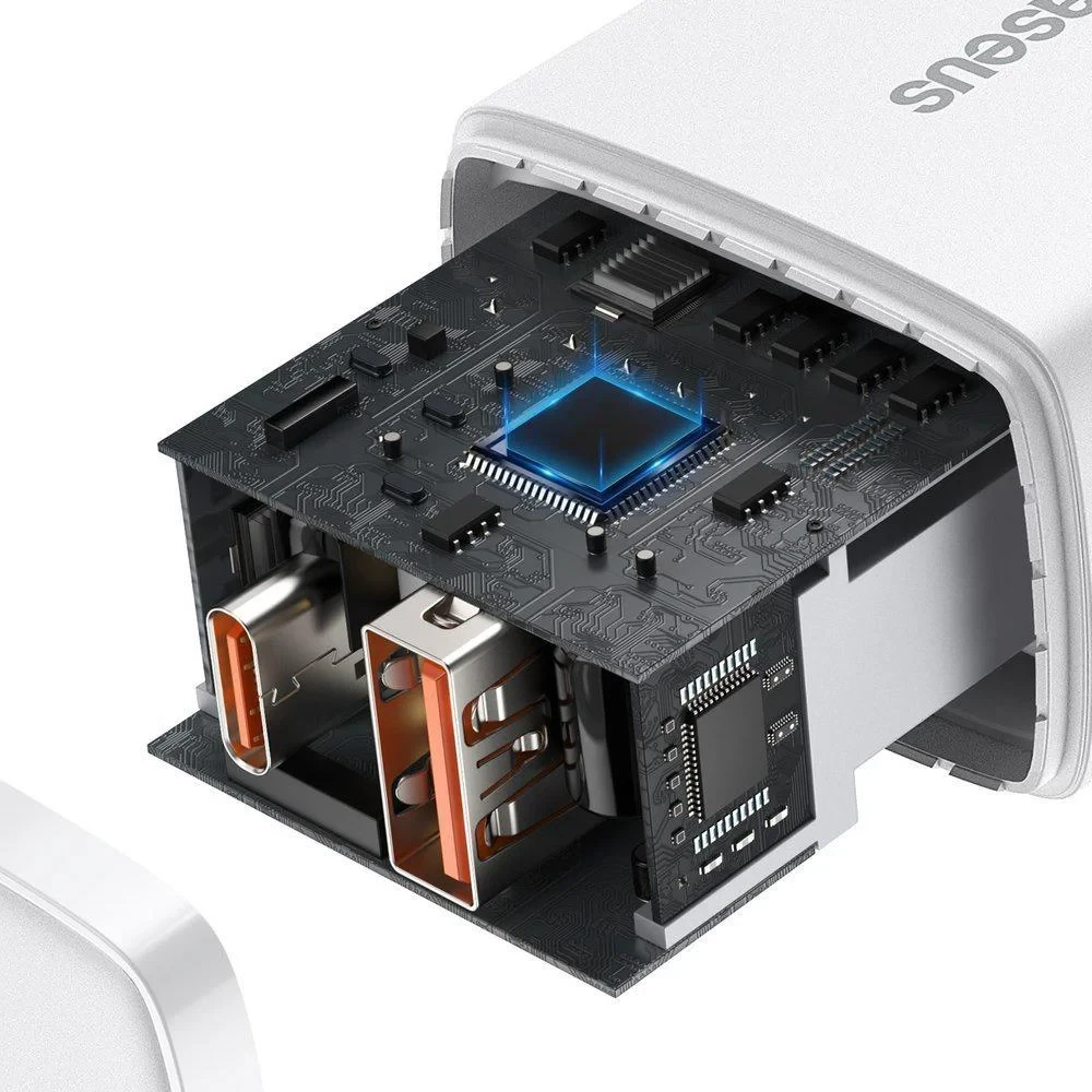 Сетевое зарядное устройство Baseus CCXJ-B02 Compact Quick Charger USB+Type-C 20W White  фото-4