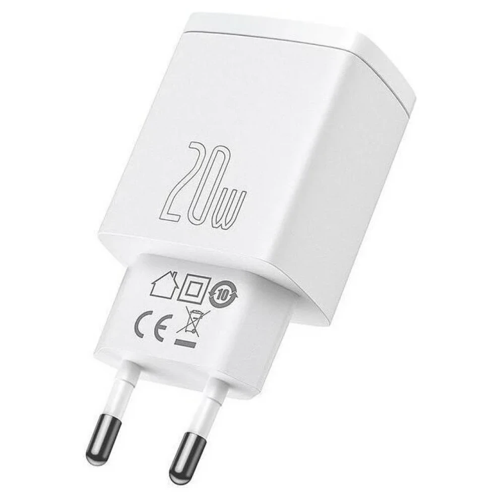 Сетевое зарядное устройство Baseus CCXJ-B02 Compact Quick Charger USB+Type-C 20W White  фото-8