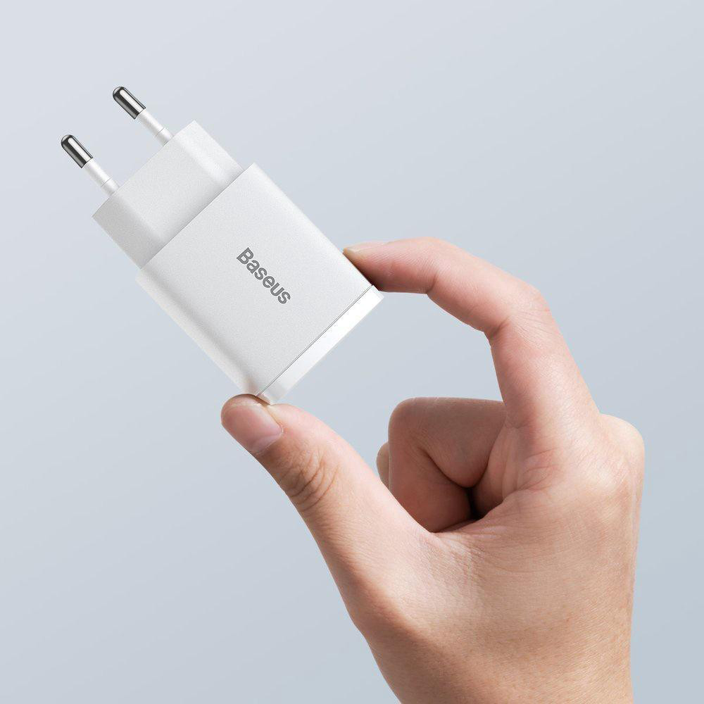 Сетевое зарядное устройство Baseus CCXJ-B02 Compact Quick Charger USB+Type-C 20W White  фото-3