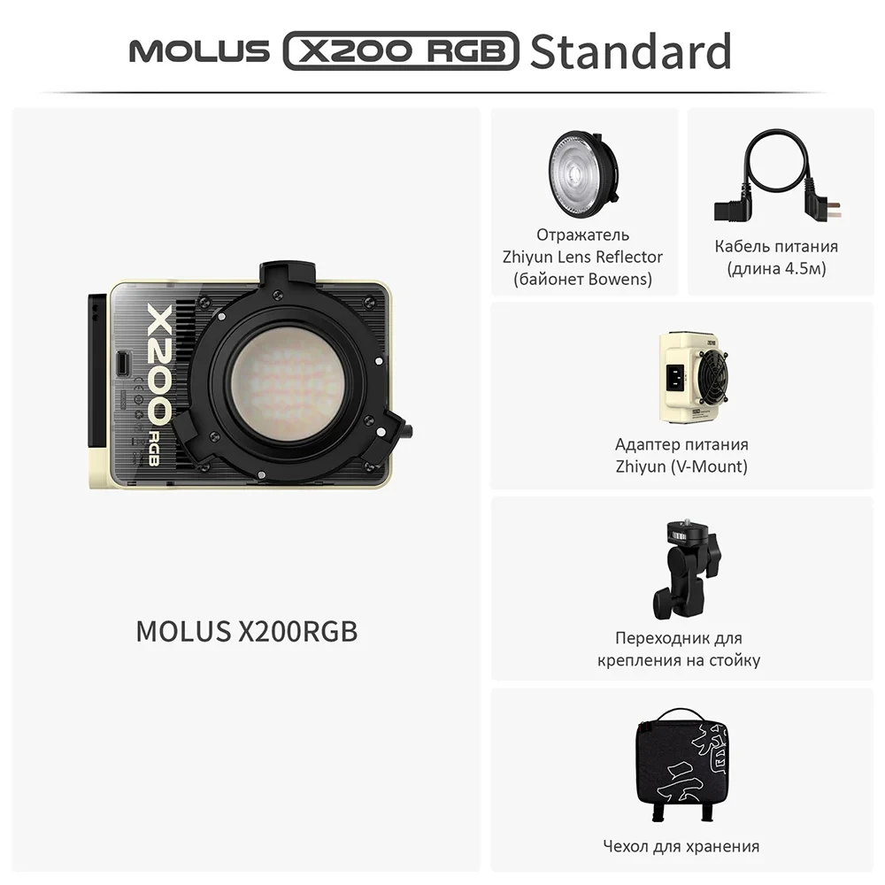 Осветитель Zhiyun MOLUS X200RGB COB Light Standart фото-10