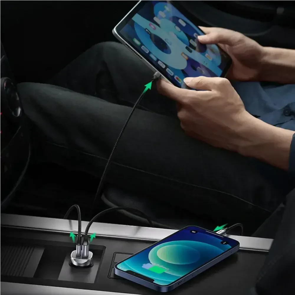Автомобильное зарядное устройство UGREEN CD130 30780, USB-A + USB-C; 20W Fast Charge, Silver фото-5