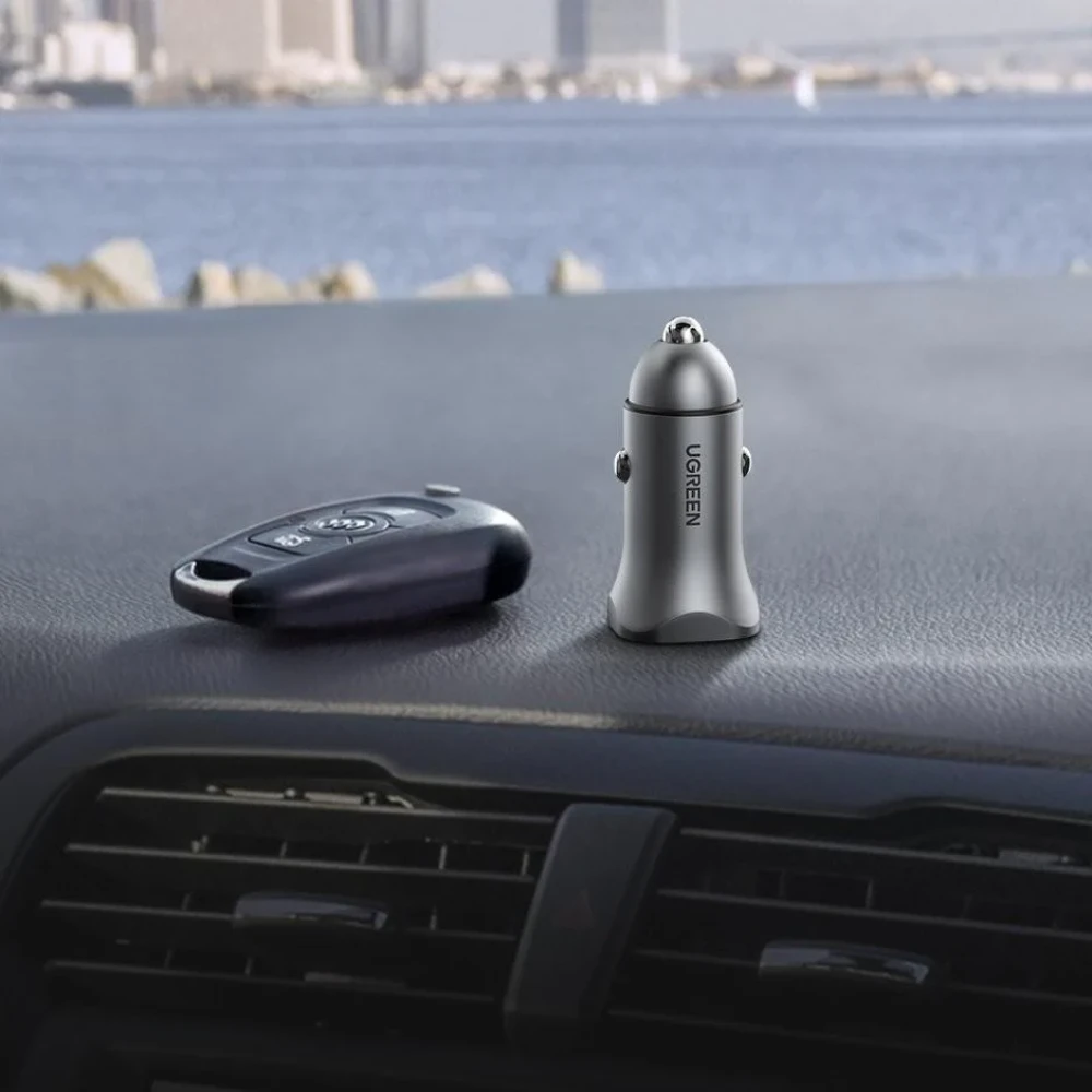 Автомобильное зарядное устройство UGREEN CD130 30780, USB-A + USB-C; 20W Fast Charge, Silver фото-3