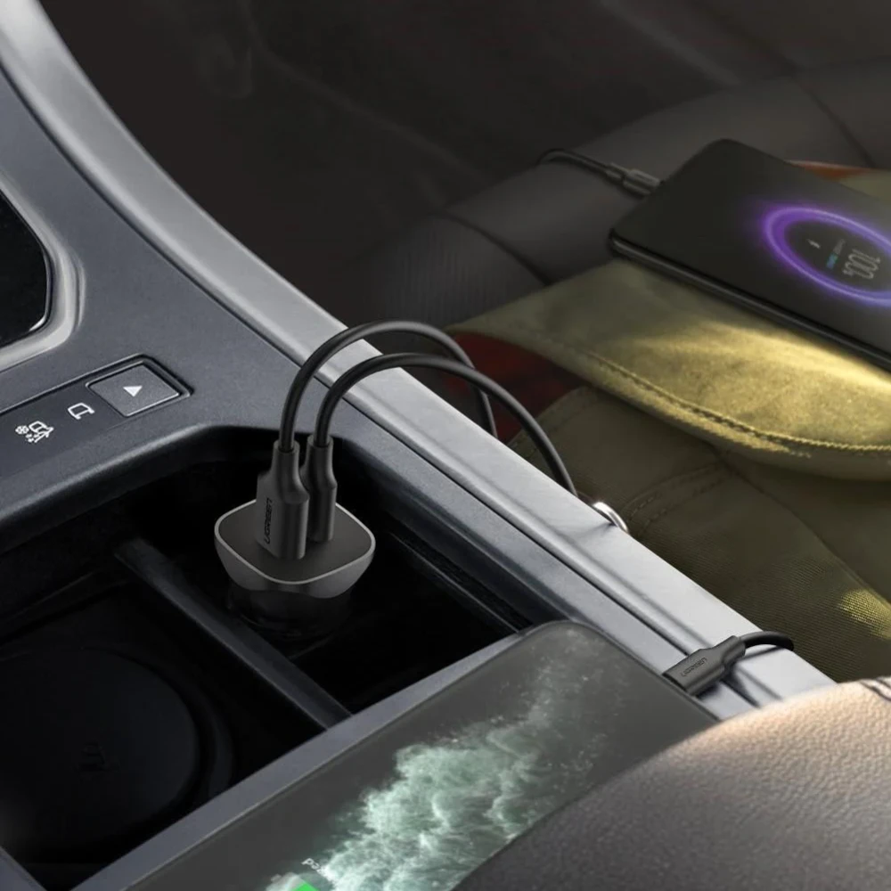 Автомобильное зарядное устройство UGREEN CD130 30780, USB-A + USB-C; 20W Fast Charge, Silver фото-4