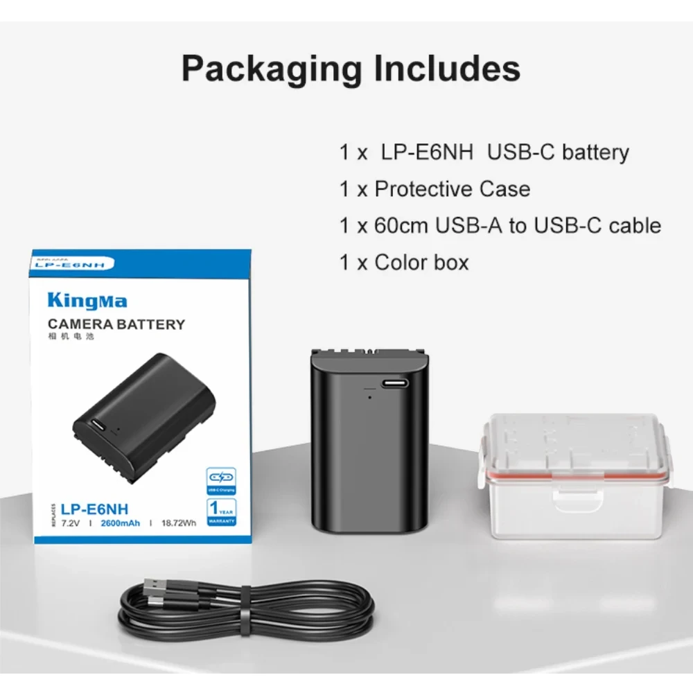 Аккумулятор Kingma LP-E6NH с портом зарядки USB-C, 2600 мАч фото-9
