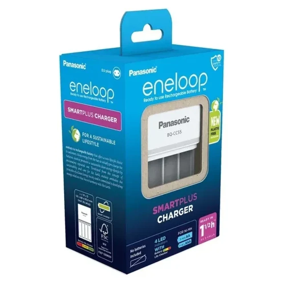 Зарядное устройство Panasonic Smart & Quick (BQ-CC55E) для 2 или 4 аккумуляторов типа АА/ААА Ni-MH, 1.5-3 часа фото-3