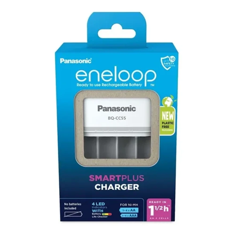 Зарядное устройство Panasonic Smart & Quick (BQ-CC55E) для 2 или 4 аккумуляторов типа АА/ААА Ni-MH, 1.5-3 часа фото-4