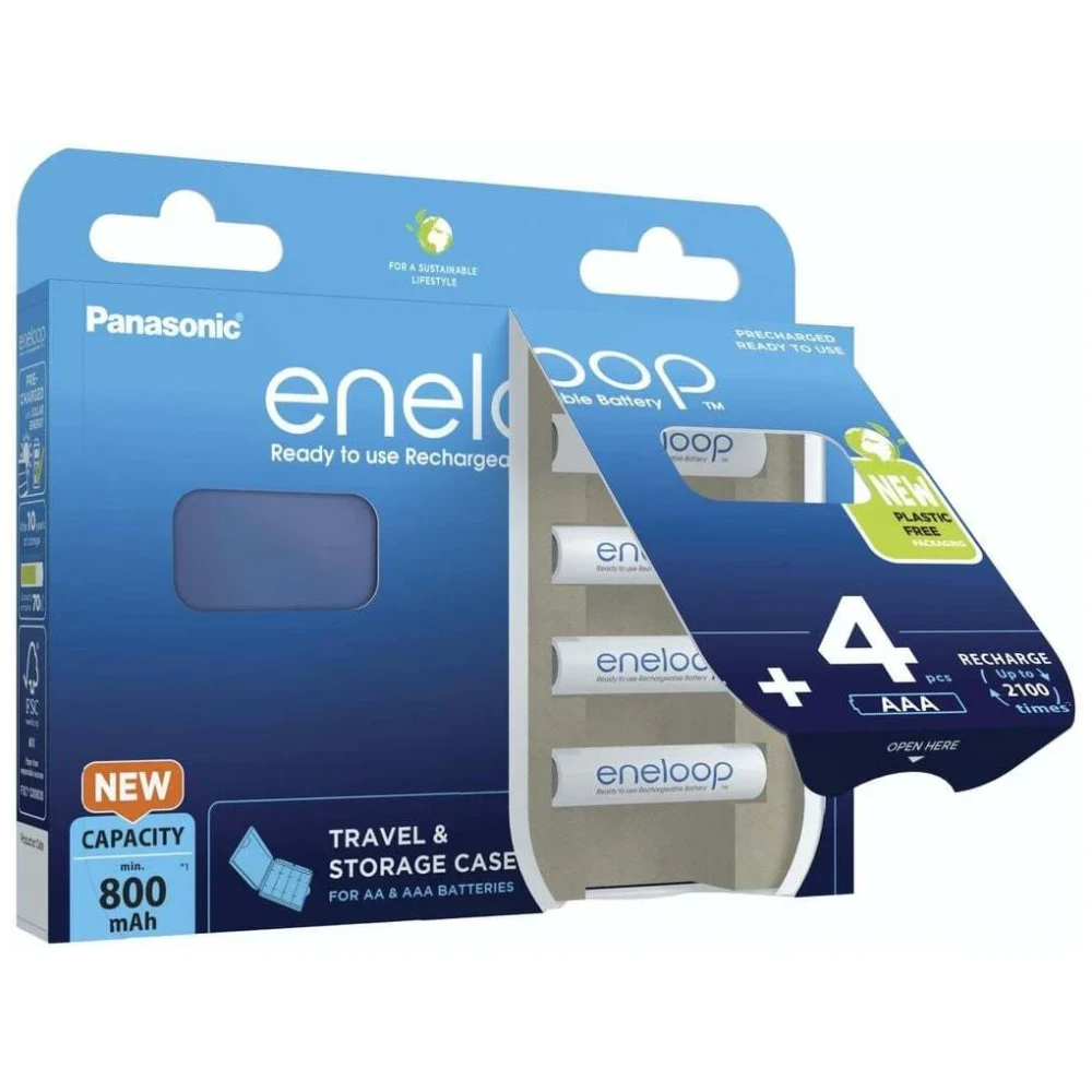 Аккумулятор Panasonic Eneloop BK-4MCDEC4BE 800 mAh 4шт AAA + кейс - фото1