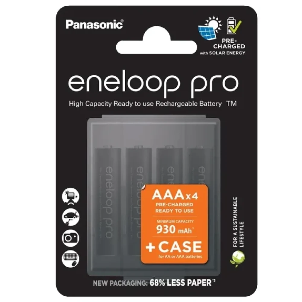 Аккумулятор PANASONIC Eneloop Pro AAA 930 4BP (BK-4HCDE/4CP) с кейсом - фото1 Аккумулятор PANASONIC Eneloop Pro AAA 930 4BP (BK-4HCDE/4CP) с кейсом - фото1