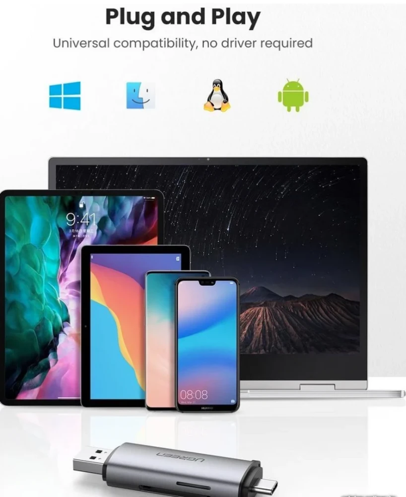 Картридер Ugreen CM185-50706 Space Gray (50706) фото-7 Картридер Ugreen CM185-50706 Space Gray (50706) фото-7