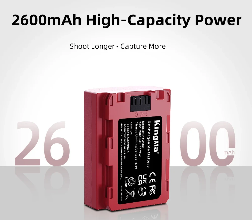 Аккумулятор Kingma NP-FZ100 с защитным кейсом, 2600 мАч фото-5