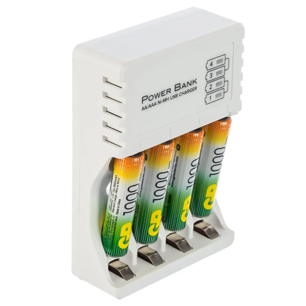 Зарядное устройство GP CPB-2CR4 + 4 аккумулятора AAA 1000 мАч, USB - фото2