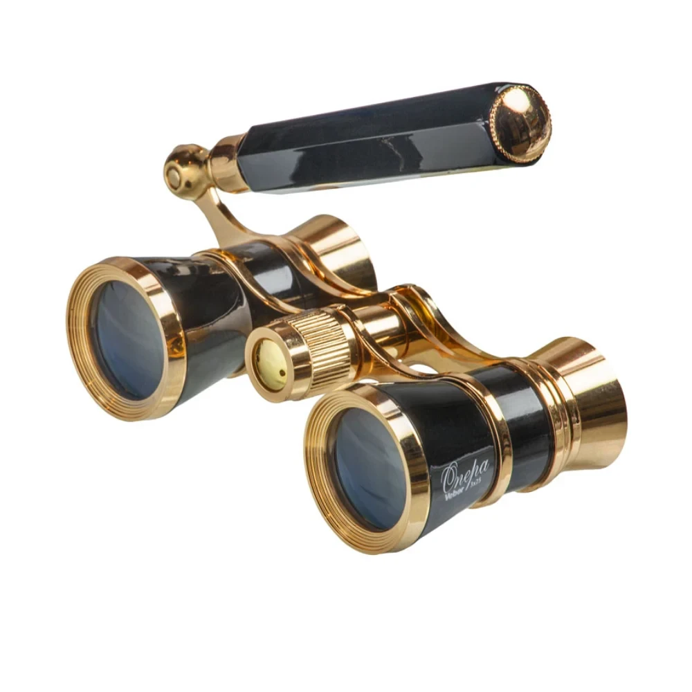 Бинокль театральный Veber Opera БГЦ 3x25 лорнет, черный/золотой - фото1