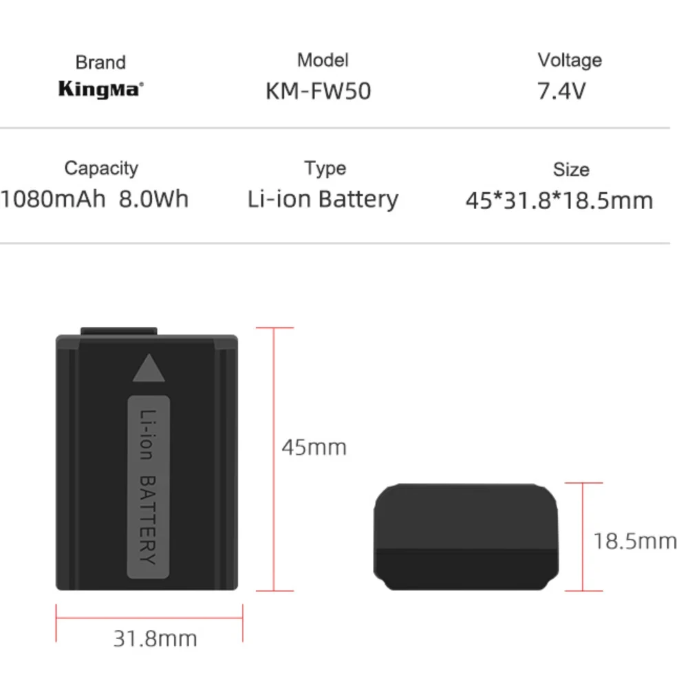 Зарядное устройство Kingma BM058 + 2 аккумулятора NP-FW50 (1080 мАч) фото-4