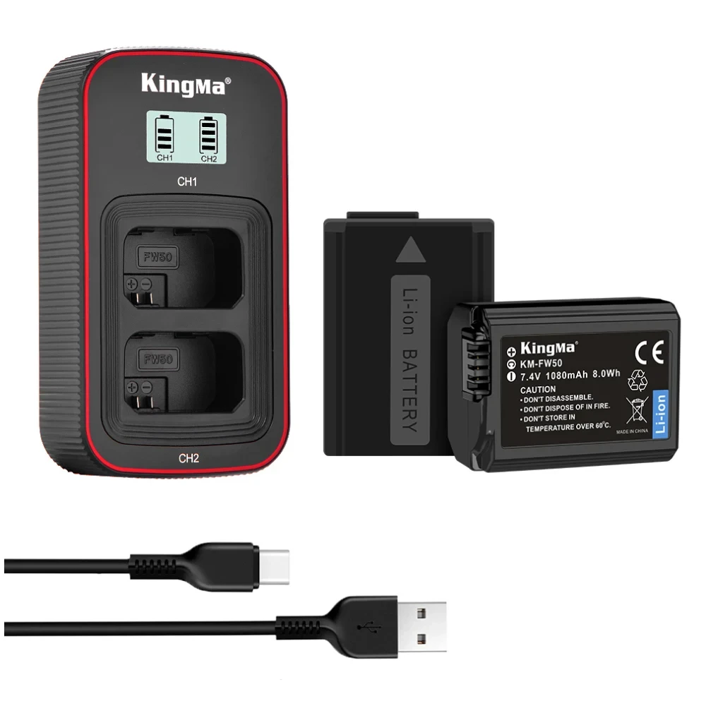 Зарядное устройство Kingma BM058 + 2 аккумулятора NP-FW50 (1080 мАч) - фото1 Зарядное устройство Kingma BM058 + 2 аккумулятора NP-FW50 (1080 мАч) - фото1