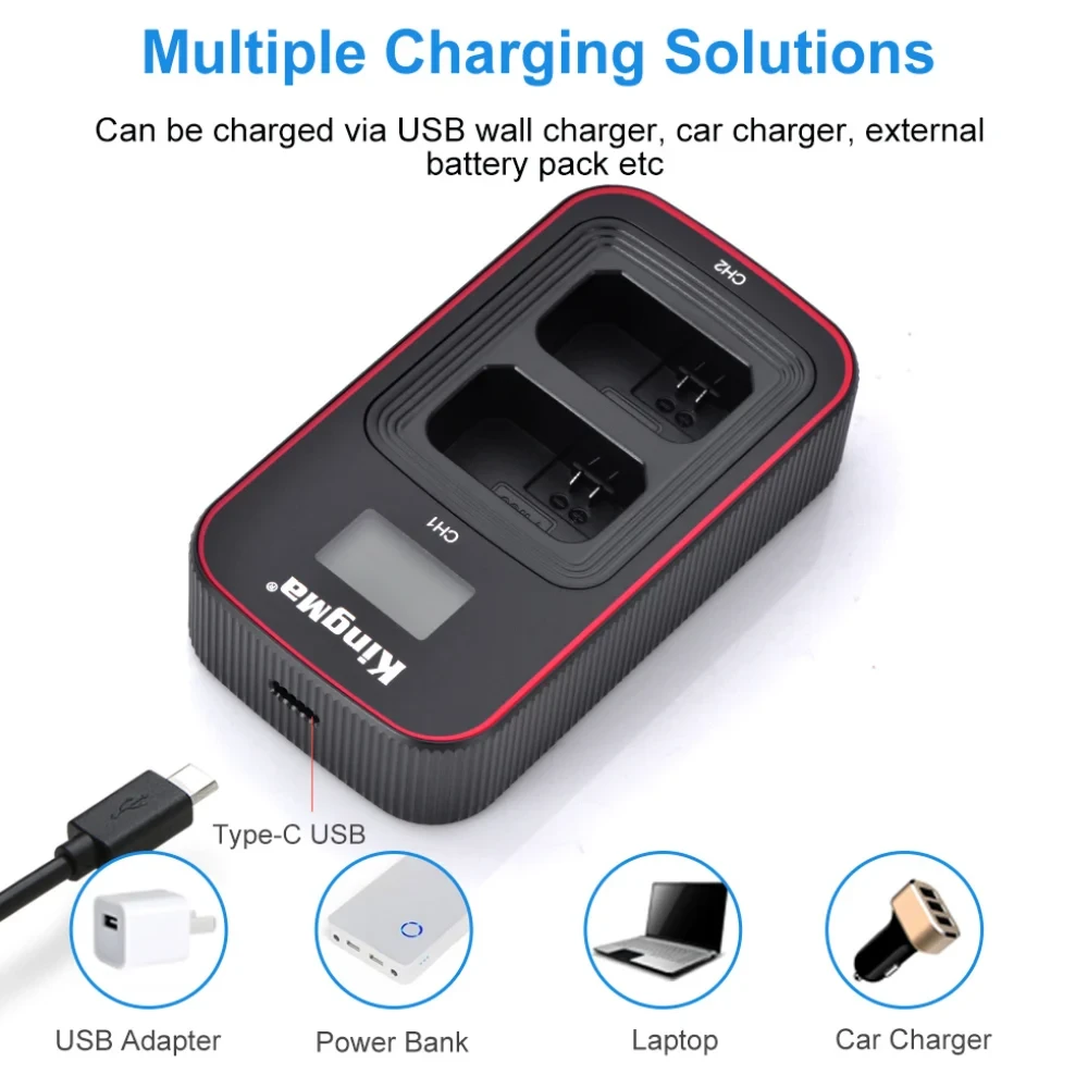 Зарядное устройство Kingma BM058 + 2 аккумулятора NP-FW50 (1080 мАч) фото-5