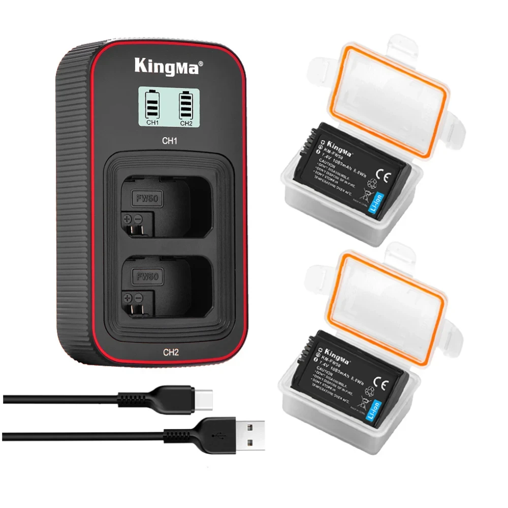 Зарядное устройство Kingma BM058 + 2 аккумулятора NP-FW50 (1080 мАч) - фото2 Зарядное устройство Kingma BM058 + 2 аккумулятора NP-FW50 (1080 мАч) - фото2