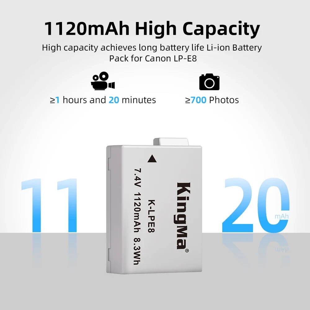 Аккумулятор Kingma LP-E8 с защитным кейсом (аналог Canon LP-E8, 1120mAh) фото-5