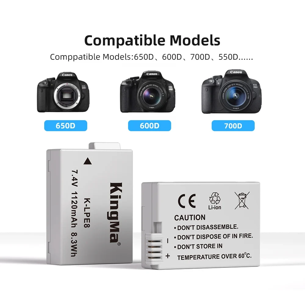 Аккумулятор Kingma LP-E8 с защитным кейсом (аналог Canon LP-E8, 1120mAh) фото-7