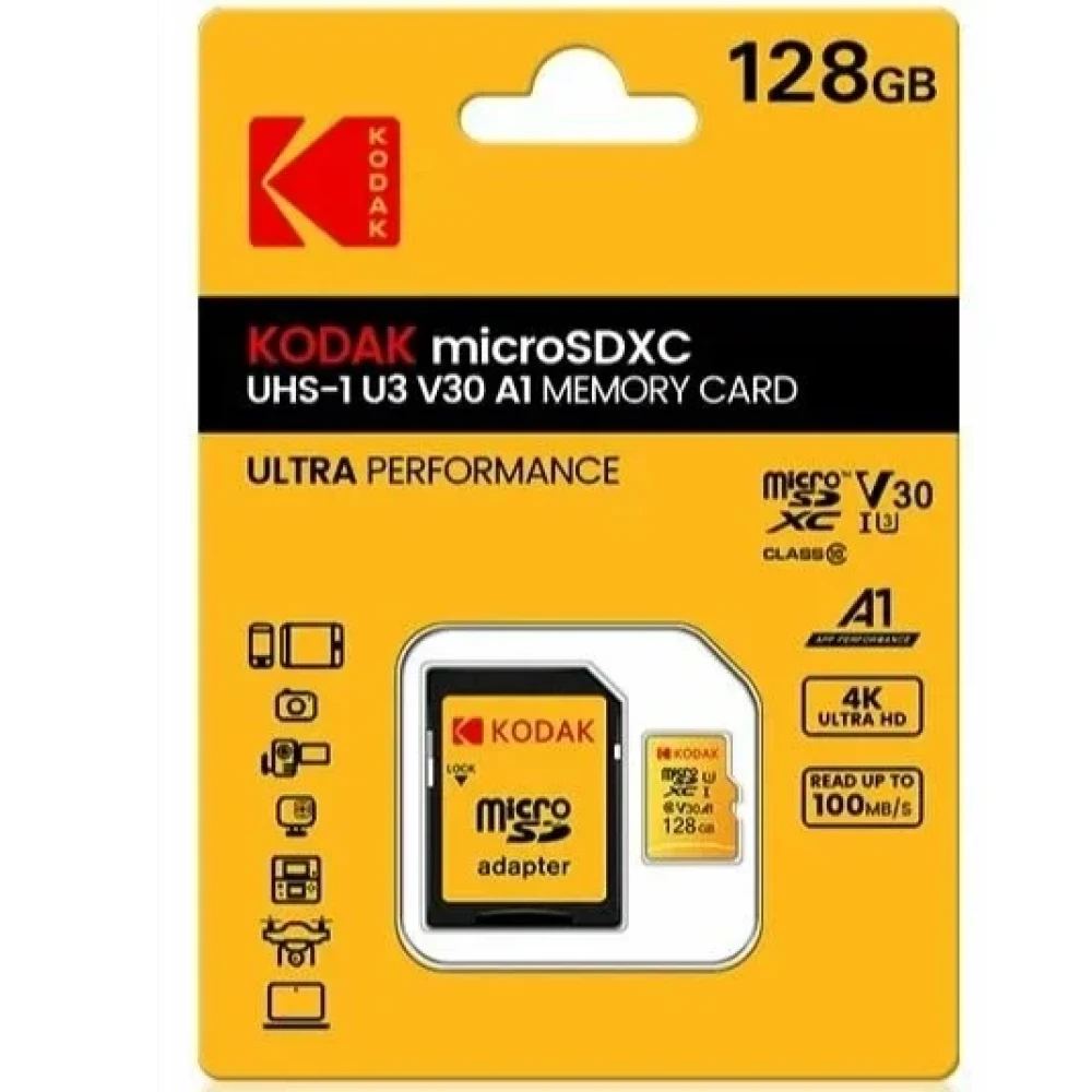 Карта памяти Kodak Ultra Performance 128GB microSDXC UHS-I U3 V30 A1 фото-3