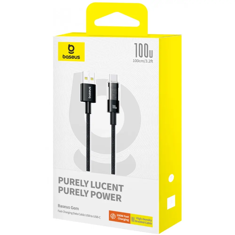 Кабель Baseus CB000094 Gem Fast-Charging Data Cable USB to USB-C 100W 1m Cluster Black (P10373002111-00) фото-9