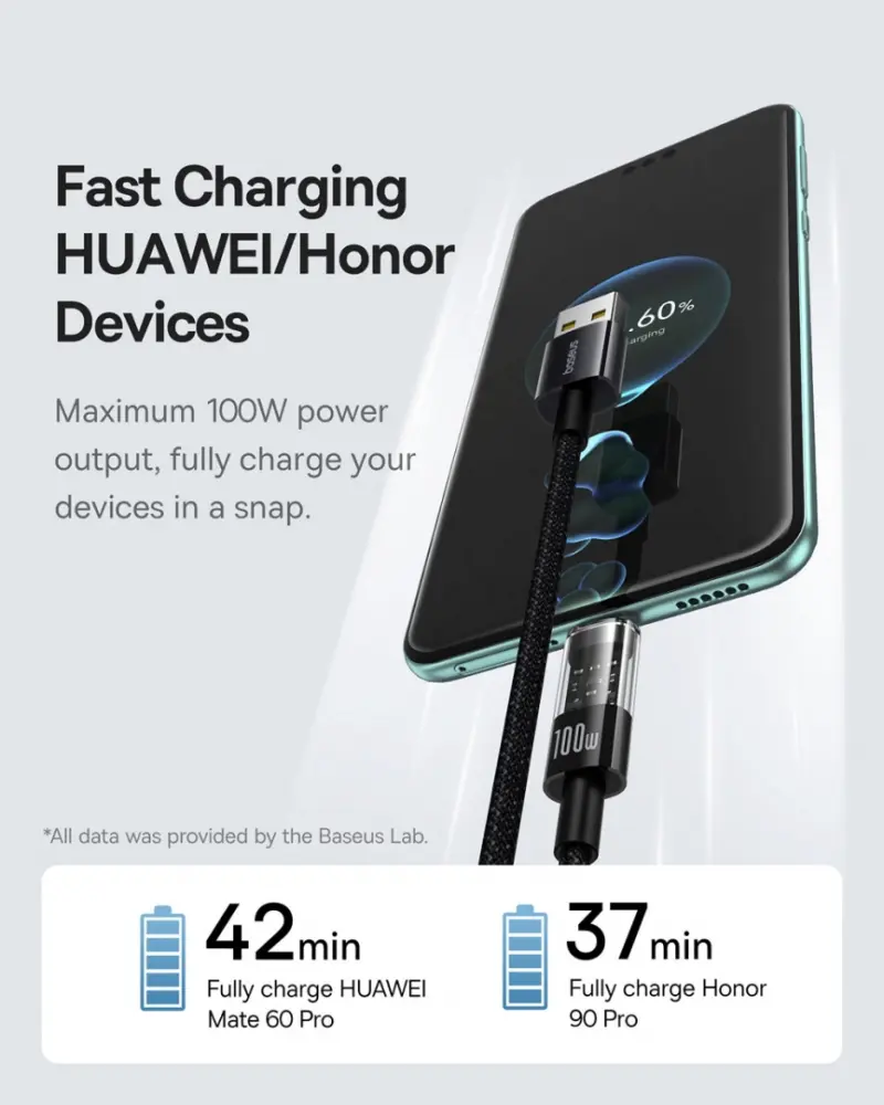 Кабель Baseus CB000094 Gem Fast-Charging Data Cable USB to USB-C 100W 1m Cluster Black (P10373002111-00) фото-7
