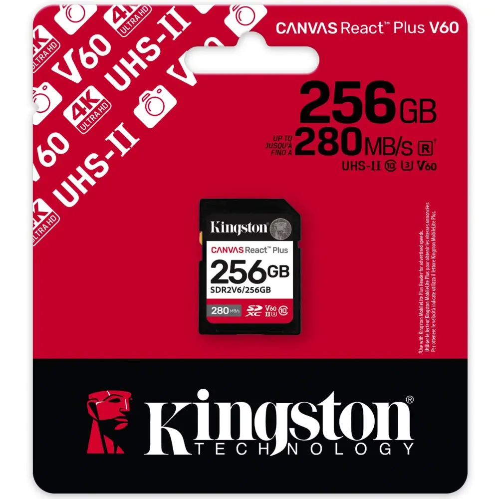 Карта памяти Kingston SDXC 256GB Canvas React Plus UHS-II V60 150/280Mb/s фото-3 Карта памяти Kingston SDXC 256GB Canvas React Plus UHS-II V60 150/280Mb/s фото-3