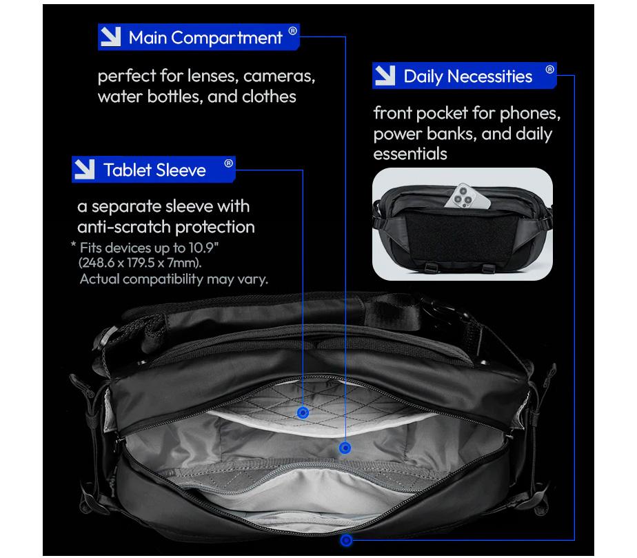 Фотосумка Ulanzi AB02 Camera Sling Bag, сумка-слинг для камеры, объем 9л (B122) фото-9