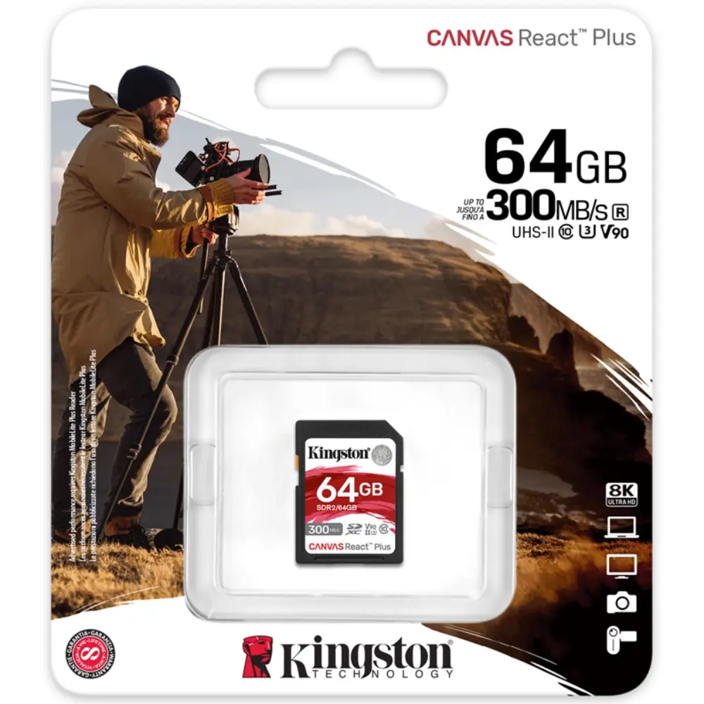 Карта памяти Kingston SDXC 64GB Canvas React Plus UHS-II V90 260/300Mb/s фото-3