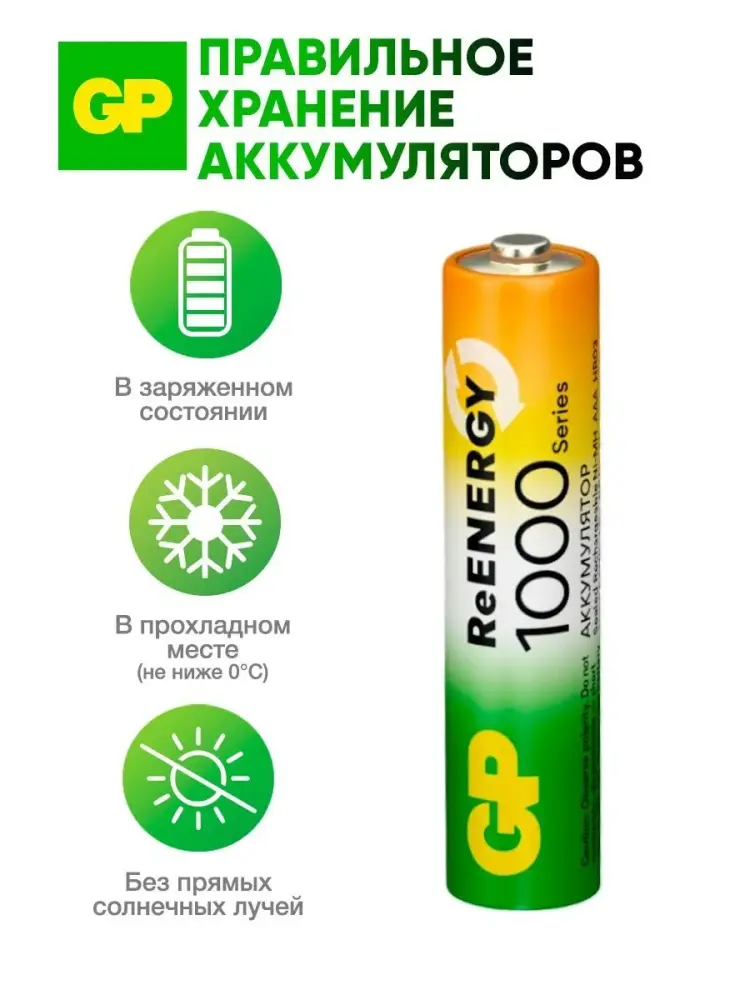 Аккумуляторы GP AAA / R03 950mAh Ni-MH, 2 шт. фото-8