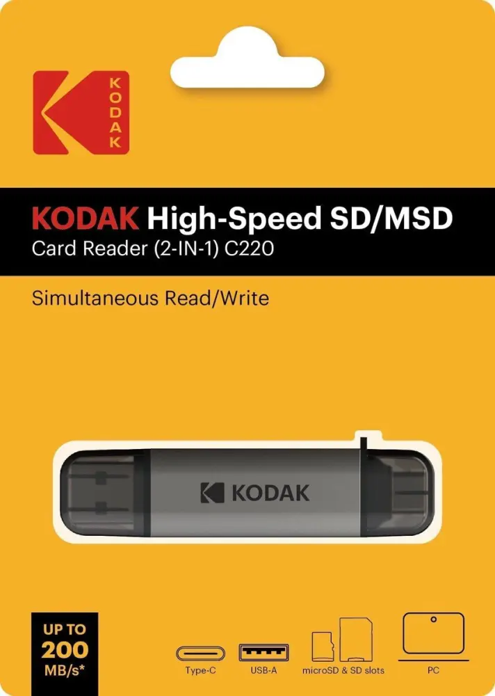 Картридер Kodak C220 High-Speed SD/MicroSD USB-A/Type-C, 200МБ/с фото-3