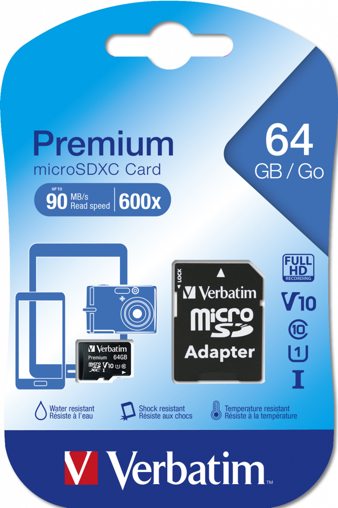 Карта памяти Verbatim Premium 64GB MicroSDXC + адаптер - фото2 Карта памяти Verbatim Premium 64GB MicroSDXC + адаптер - фото2