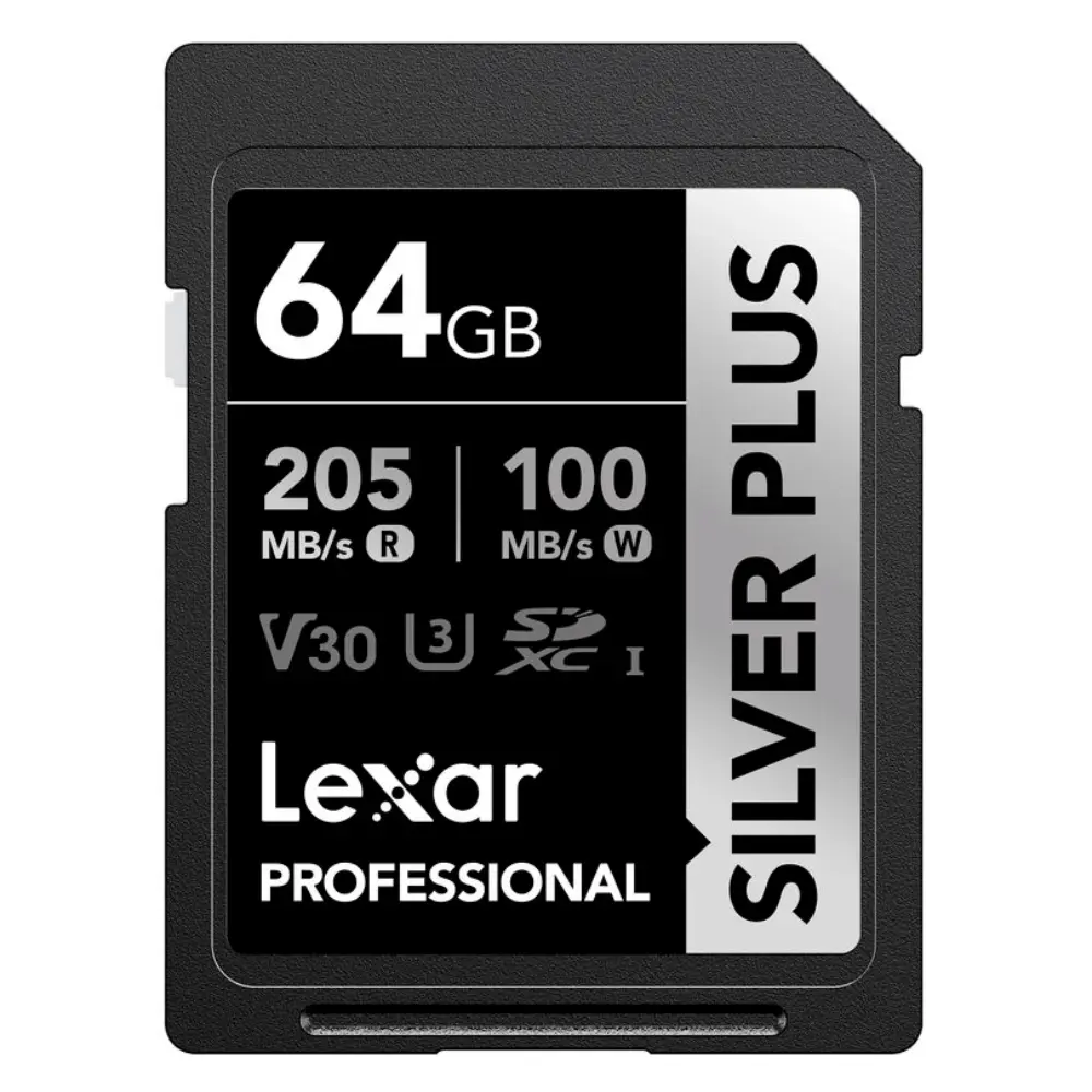Карта памяти Lexar SDXC 64GB Professional Silver Plus UHS-I U3 V30 (205/100 MB/s) - фото1 Карта памяти Lexar SDXC 64GB Professional Silver Plus UHS-I U3 V30 (205/100 MB/s) - фото1