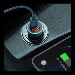 Автомобильное зарядное устройство Baseus TZCCJD-0G Golden Contactor Pro Car Charger Type-С + USB 40W (кабель USB-Type-C 5A) Dark Gray- фото5