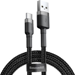 Кабель Baseus CATKLF-CG1 Cafule Cable USB to Type-C 2A  2m Gray+Black- фото