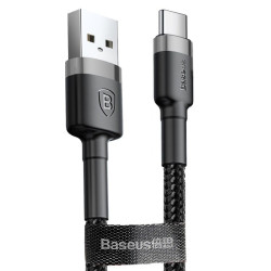 Кабель Baseus CATKLF-CG1 Cafule Cable USB to Type-C 2A  2m Gray+Black- фото2