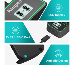 Зарядное устройство Kingma BM058Q-F550, для 2х Sony NP-F, дисплей, USB Type-C- фото3