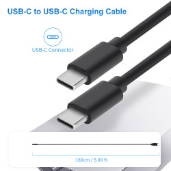 Кабель Kingma USB-C / USB-C, PD 100 Вт, 1,8 м, черный- фото2